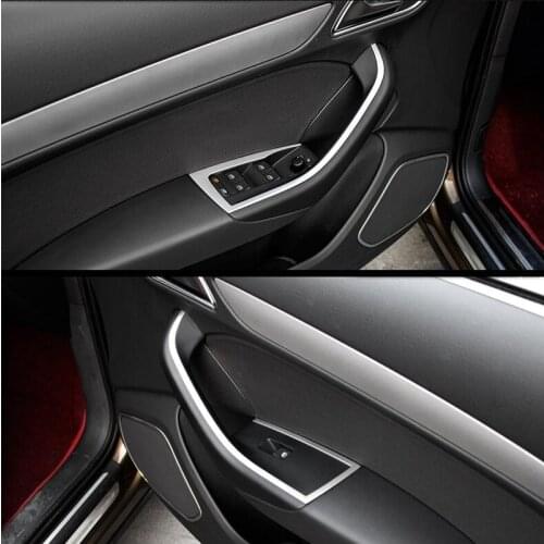 Stainless Steel Window Glass Lifting Buttons Frame Cover Trim 4Pcs For Audi Q3 2013-2017 Car Door Armrest Panel Decoration
