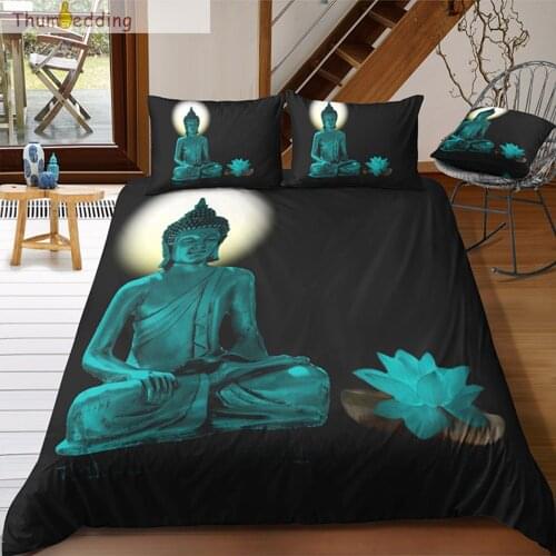 Thumbedding Buddha and Lotus 3D Bedding Sets Buddha Digital Printing Twin Full Queen King Duvet Cover Set Single Bed Set