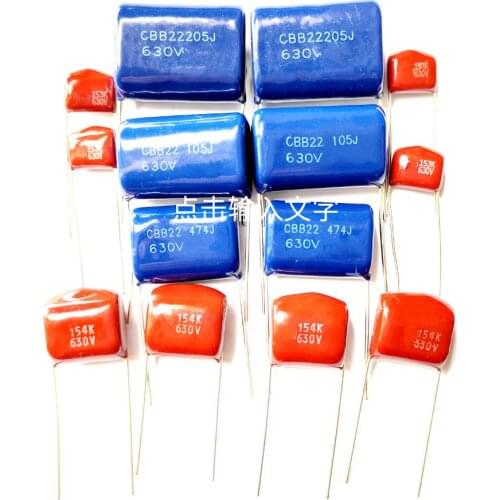 25 Types 200pcs 630V CBB Capacitors One Bag Have 332 103 123 153 223 333 473 563 683 104 154 224 334 474 564 684 105 125 155 205