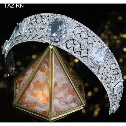 3A Cubic Zirconia British Royal Princess Eugenie Zircon Wedding Bridal Tiaras and Crowns CZ Party Prom Hair Jewelry Headpieces