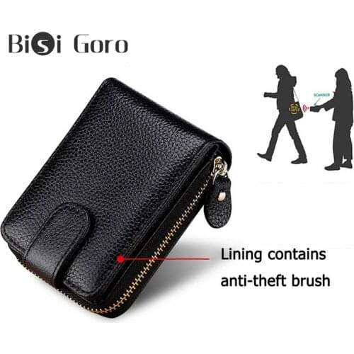 BISI GOROMens CardHloder Coin Purse for Cards Leather RFID Blocking Multifunctional Womens Business Wallet Large Capacity Bags