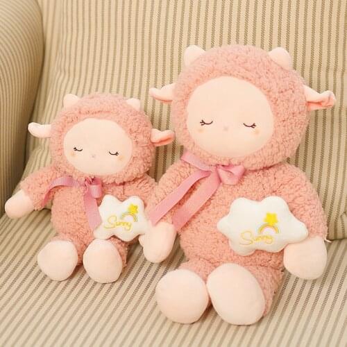 Kawaii Sheep Plush Toy Cute Lamb Soft Stuffed Cartoon Goat Animal Doll Baby Buddy Sleep Pillow Valentines Day Gift For Kids Girl