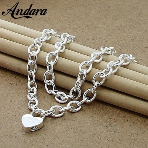Trendy Jewelry 925 Silver Color The Heart Lock Open Pendant Necklaces Romantic Birthday Party Gifts N146