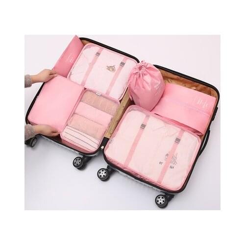 7pcs Set Travel Organizer Storage Bags Suitcase Packing Set Storage Cases Portable Luggage Organizer Clothes Shoe Tidy Pouch Bag