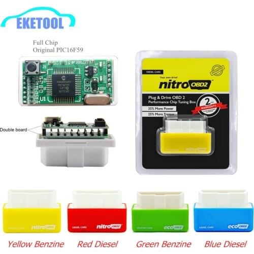 Best Quality NitroOBD2 Full Chip PIC16F59 Original Microchip OBD2 Plug More Power torque Nitro OBD2 EcoOBD2 Diesel/Benzine Cars