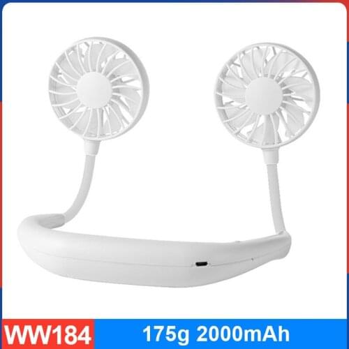 USB Charging Hanging Neck Fan 360 Degrees Universal Adjustable LED Lights Easy To Clean with Aromatherapy Function Portable Fan