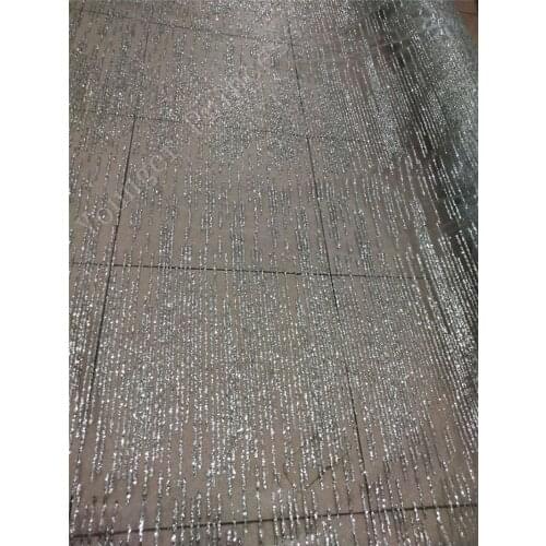 Gradual glitter tulle net lace fabric for evening dress 5 yards/lot YG-03 glued glitter with sequins in silver color