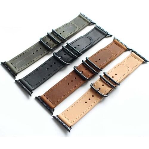 Green yellow Leather Watch Strap For Apple Watch Band 42mm 38mm / 44mm 40mm series 4/3/2/1 All Models iWatch Bracelet watchband