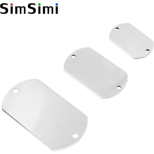Simsimi double loop hole Pendant both sides Mirror polished crafts 3 size Blank Dog tag stainless steel Pendants wholesale 50pcs
