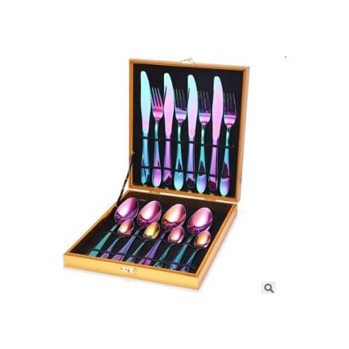 Cross-border source knife and fork spoon stainless steel tableware wooden box gift box 16 pieces set of Amazon burst products