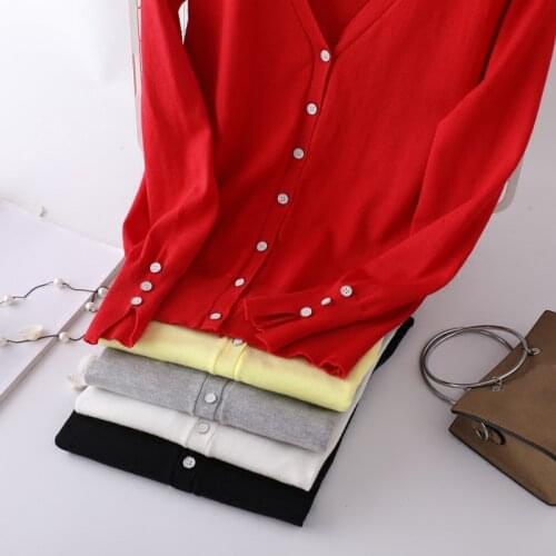 Knit Cardigan Sweater Women Casual Slit Split Cuff Long Sleeve Knitwear Outwear Tops With Buttons Lady V Neck Knitted Cardigan