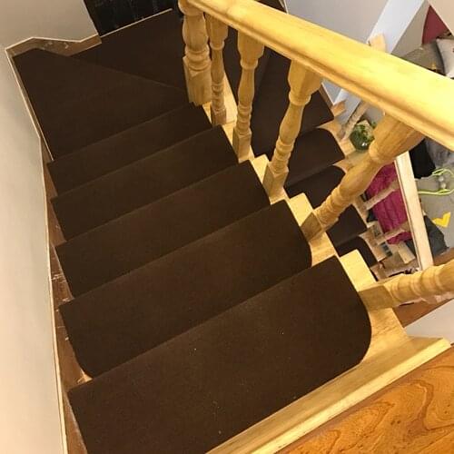 Yazi Anti-Slip Stairs Mat Warm Self-adhesive Solid Acrylic Fibres Rug Living Room Soft Stairway Mat Washable 2 Color