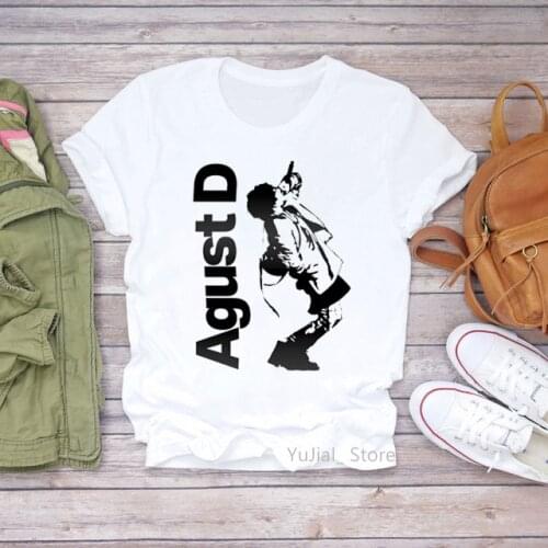 Agust D Graphic Tshirts Women Korean Version Of KPOP D-2 Album Tshirt Femme Harajuku Shirt Tumblr Tops Tee Shirt Female T-Shirt