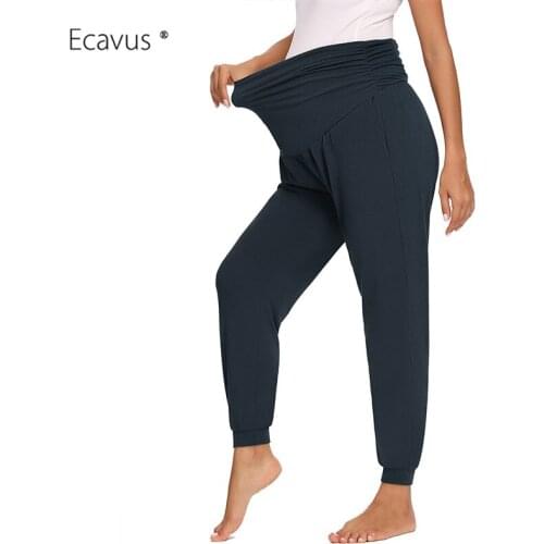 Womens Yoga Maternity Sweatpants Waist Side Ruched Pregnancy Pants Lounge Pants Super Comfy Loose Sweatpants with Pockets