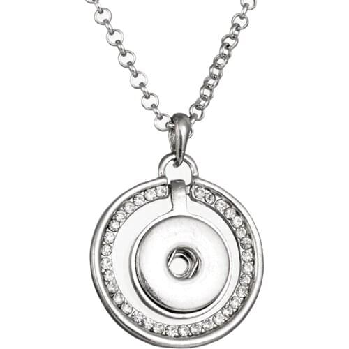 The Bloomer New Fashion Pendant Necklace Jewelry Rhinestone Women 18mm Snap Button Necklace With Chain for Girls