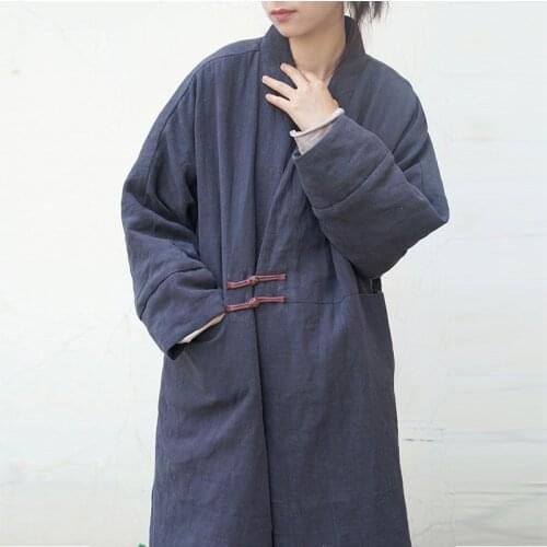 SCUWLINEN 2020 Winter Coats Women Vintage Solid V-neck Long-sleeve Thickening Warm Cotton-padded Jackets Women Parkas M18288