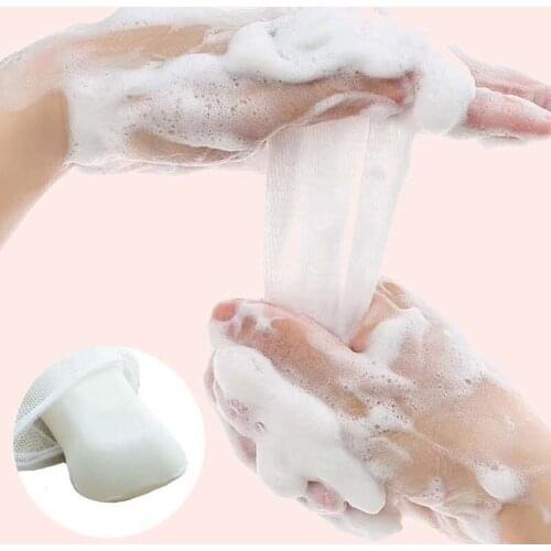 1PC Facial Cleanser Soap Foamed Net Whipped Mousse Shower Gel Bath Shower Blister Bubble Mesh Bag Ribbon Hanging Random Color