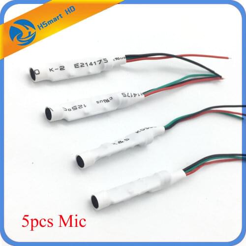 5Pcs Audio Pick Up CCTV Microphone Wide Range Camera Mic Audio Mini Microphone With DC Output for CCTV Security DVR