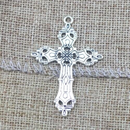 6 Pieces/Lot 55*35mm Antique Silver Plated Alloy crucifix Cross Charms Pendant For Diy Jewelry Making