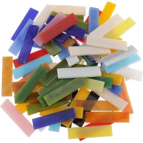 70x Colorful Rectangle Glass Pieces Mosaic Tiles Tessera For Crafts 10x40mm Mosaic Mirror Tiles for DIY Crafts