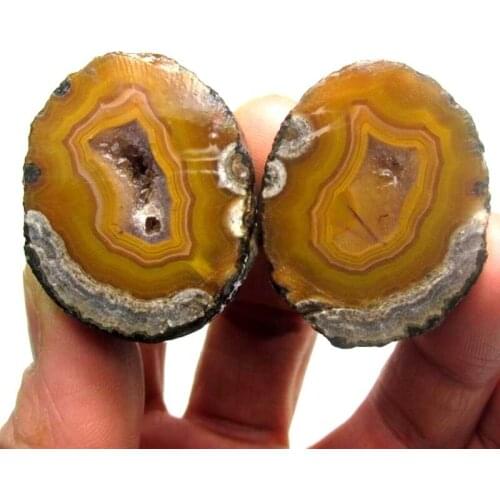 91g Pair of Unpolished Achat Agate Thunderegg Half Geode - crystals and stones healing Mineral specimen Home Decor x0484