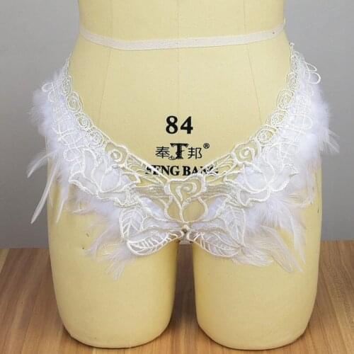 White Feather Panties Festival Harness Panties Womens Bottoms Wedding Garters Fetish Wear Lingerie Bondage Women Use L0015