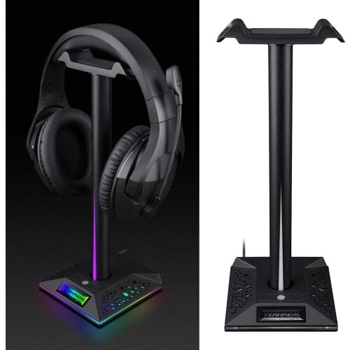 RGB Light Earphone Gaming Headphone Stand Hanger Bracket Racks w/ USB Hub for Desktop PC Game Earphone Accessories