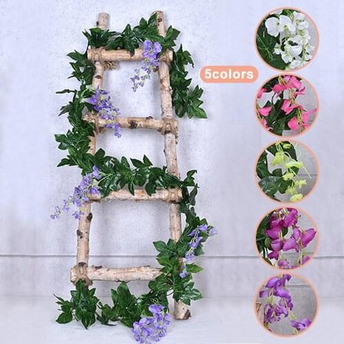 Flower String Artificial Wisteria Vine Garland Plants Foliage Outdoor Home Trailing Flower Fake Flower Hanging Wall Decor 2
