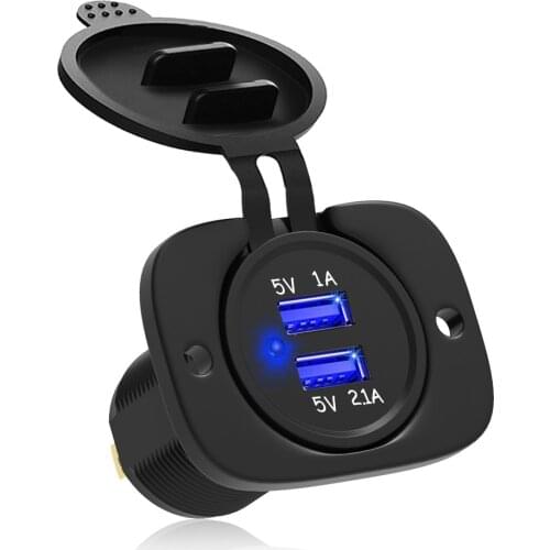 For Car Motocycle Truck Marine Waterproof Adapter Outlet Power 12-24V 3.1A Universal USB Socket Plug Dual USB Socket Charger