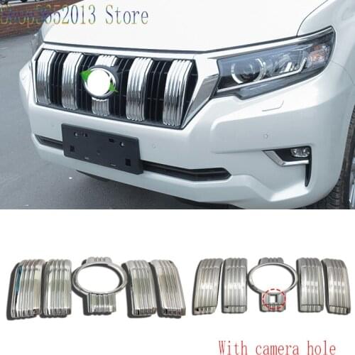 For Toyota Prado FJ150 2018-2020 ABS Chrome Front Center Grille Grill Cover Trim Decor Car Accessories