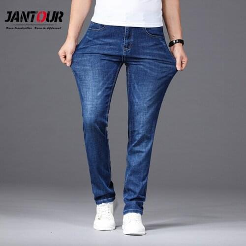 Jantour 2021 Brand New Mens Jeans Casual Business Jeans Regular Straight Fit Stretch Jeans Elasticity Denim Trousers Male 29-40