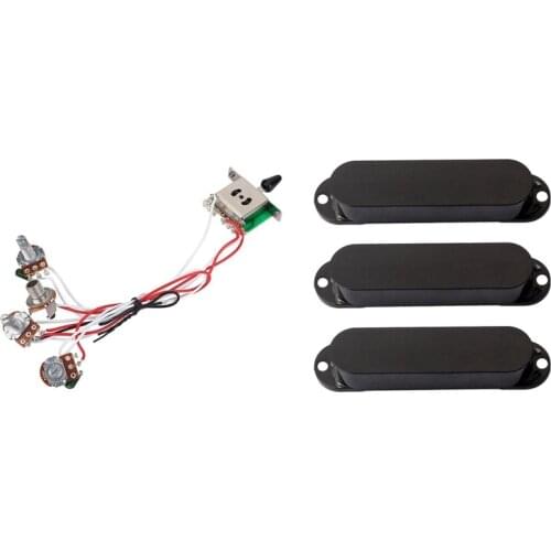 Pots for Strat Guitar 1 Volume 2 Tone Control 5 Way Switch 3-500K Pot with Black St Closed Single Coil Pickup Cover