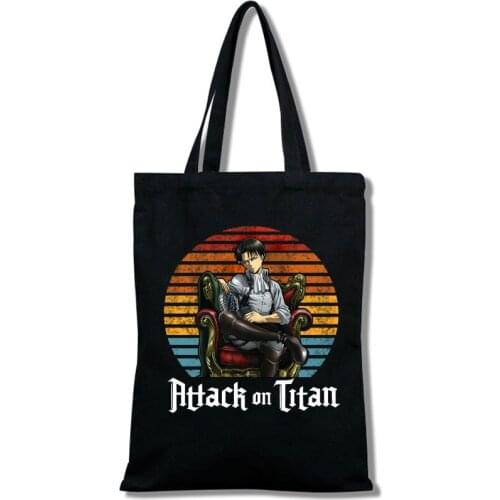 Women Canvas Shopping Bag 90s Style Eco-Friendly Bag Girl Shoulder Bag Anime Attack on Titan Cartoon Kawaii