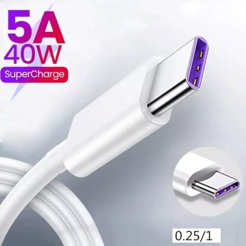 5A USB Type C Cable For Huawei P20 Lite Honor 20 10 9 Pro Fast Charging Data Cord For Xiaomi Redmi Note 8 7 Pro Type-C Cable