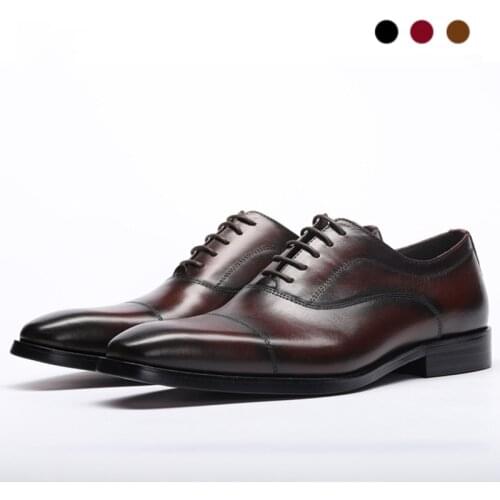 Oxford Bridegroom Dress Office Best Men Shoes Black Lace-up Genuine Leather Original Business Designer Shoes