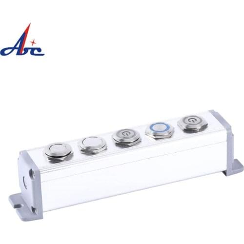5 Hole Aluminium Alloy Switch Box 25mm 22mm 19mm 16mm 12mm Hole Size Single Cut-out Waterproof Push Button Box