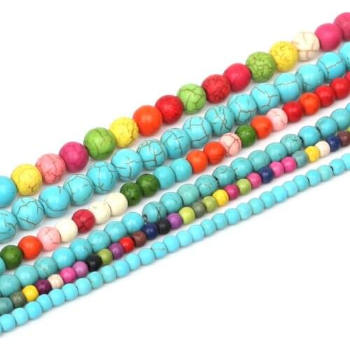 Wholesale Calaite Howlite Round Beads Synthetise Dyed Stone Beads 15'' For Jewelry Making DIY Bracelet 4/6/8mm Pick Size