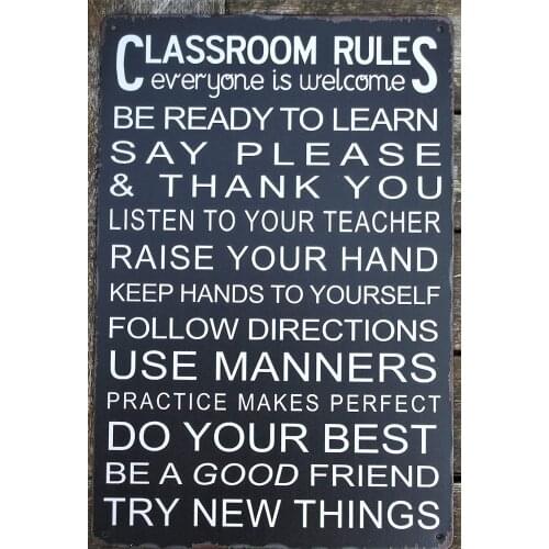 Chen Classroom Rules Retro Metal Tin Sign Plaque Poster Wall Decor Art Shabby Chic Gift Suitable 12x8 Inch