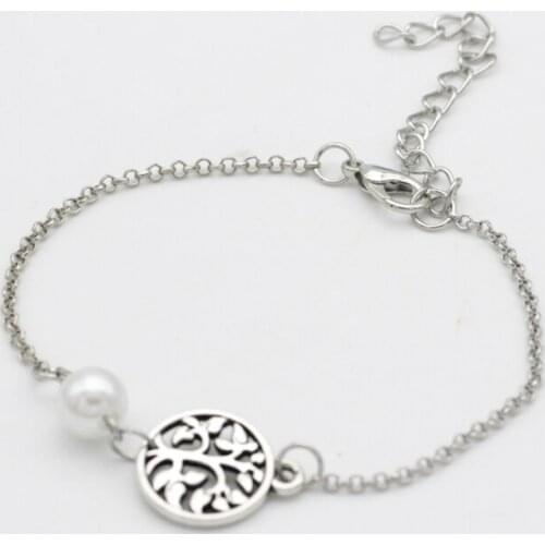 Fashion tree pearl Beads bracelet Heart Charm Bracelet for Women Jewelry Charm Wristbands B131