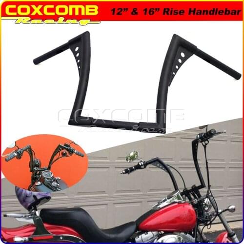 Motorcycle Custom 12" & 16" Rise 32mm Fat Bar APE Hanger Drag Handlebar for Harley Sportster FLST FXST XL Cafe Racer Chopper