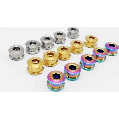 Colorful Cycling Bicycle Bike Titanium Ti Crank Set Chain Bolts M8 Nuts 3.5mm for Road Bike MTB 5 pairs/Lot Bicycle Bike Part