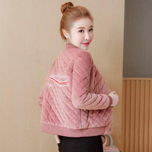 New Gold velvet Cotton Short Jacket Female 2020 Autumn Winter Clothes Korean Loose Warm Parkas Coats For Women Outerwear V901