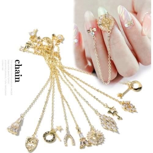 Newest 2 pieces water drop Crystal Dangle Chain Charms Nail Jewelry Decorations luxury Zircon Crystal Rhinestones For Nails