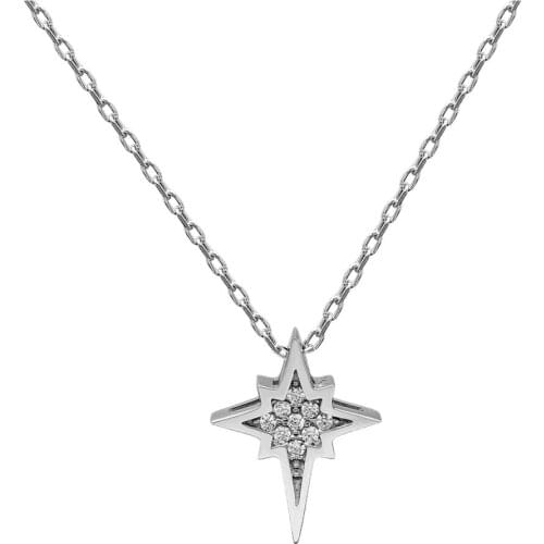Certified Swarovski Cubic Zirconia Pole Star 925 Silver Necklace