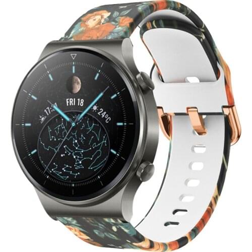 Printing Silicone Band For Huawei Watch GT 2 Pro / GT2 46mm 2e Bracelet Strap For Honor GS Pro / Magic 2 46mm Smart Watch strap