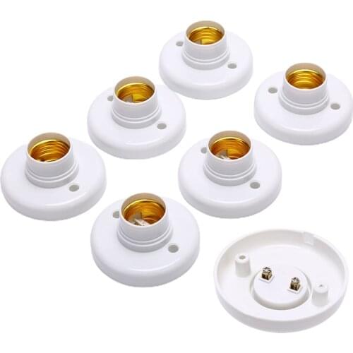 6Pcs E27 Plastic Screw Lamp Base Pendant Lamp Holder Screw Cap Socket Round Fixing Bases For Bulb Lamps Adapter for Bulb Camera