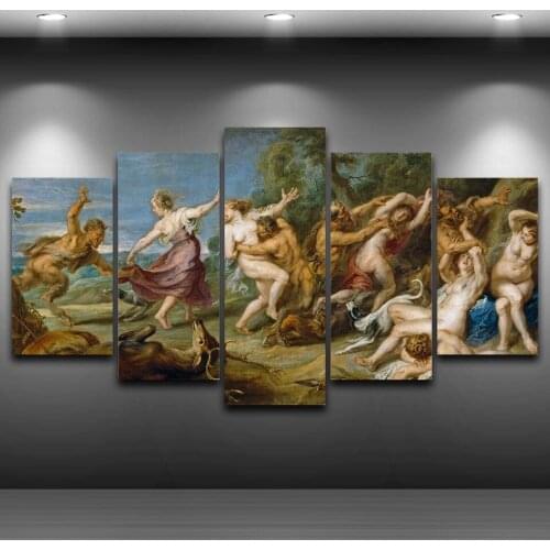 Poster HD Print Painting 5 Panels Rubens Peter Paul Diana And Her Fairies Canvas Decor Wall Art Modular Picture For Living Room