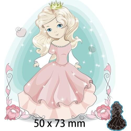 Cutting Dies Lace Princess Dress Crown Stencil Craft for Scrapbook Stamps Dies Embossing Paper Gift Card 50*73mm