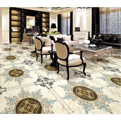 PVC European classical flower pattern non-slip waterproof self-adhesive 3D floor sticker tiles bathroom 3D wallpaper