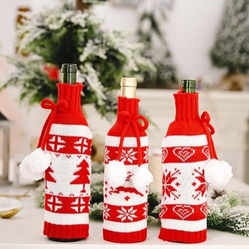 Christmas Wine Bottle Cover Merry Christmas Decoration For Home Noel Christmas Ornaments Xams Gifts New Year 2021 Cristmas Decor